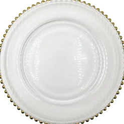 Beaded - Glass Charger Plate in Gold (Item # 0239)