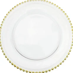 Beaded - Glass Charger Plate in Gold (Item # 0239)