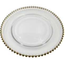 Beaded - Glass Charger Plate in Gold (Item # 0239)