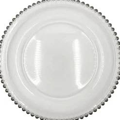 Beaded - Glass Charger Plate in Silver (Item # 0239)