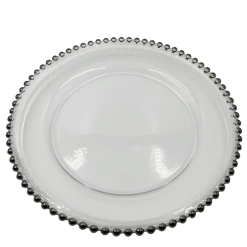 Beaded - Glass Charger Plate in Silver (Item # 0239)