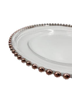 Beaded - Glass Charger Plate in Rose Gold (Item # 0239)