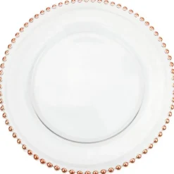 Beaded - Glass Charger Plate in Rose Gold (Item # 0239)