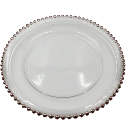 Beaded - Glass Charger Plate in Rose Gold (Item # 0239)