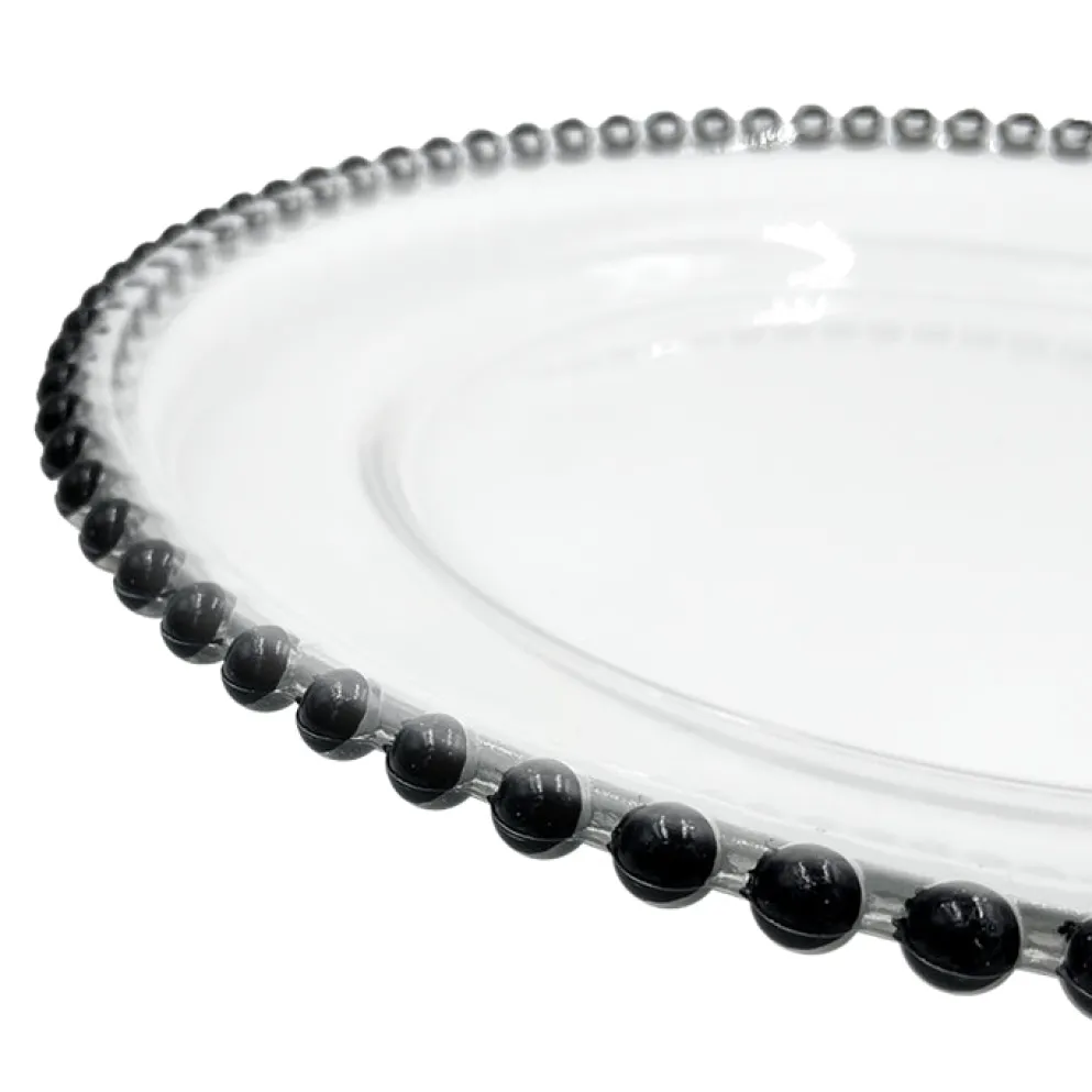 Beaded - Glass Charger Plate in Black (Item # 0239)