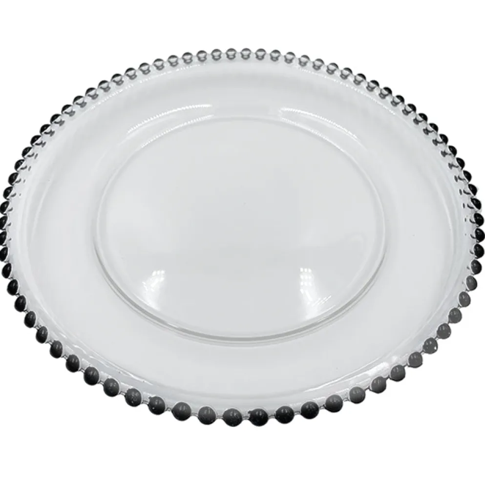 Beaded - Glass Charger Plate in Black (Item # 0239)