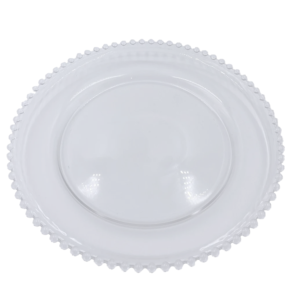 Beaded - Glass Charger Plate in Clear (Item # 0239)