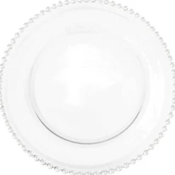 Beaded - Glass Charger Plate in Clear (Item # 0239)