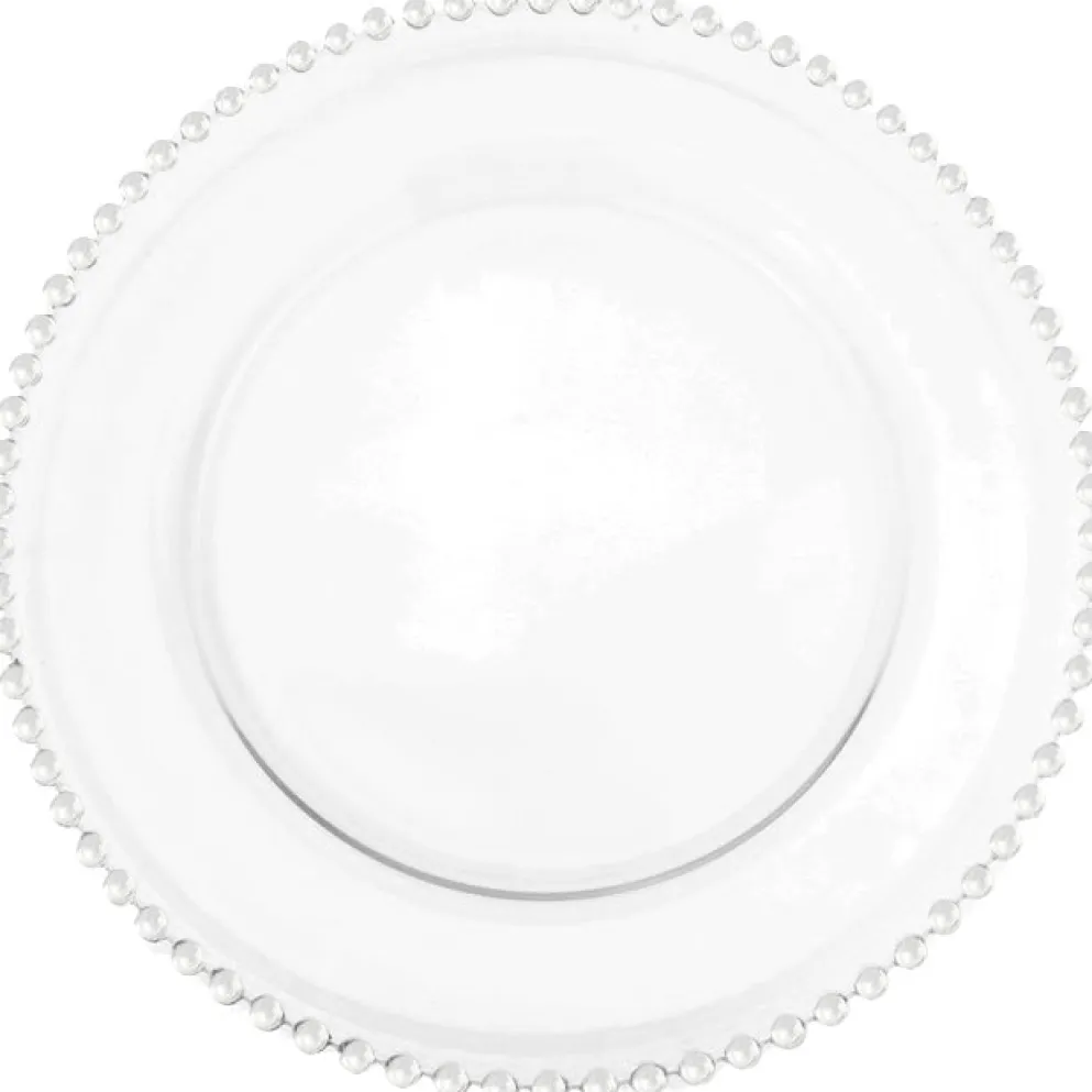 Beaded - Glass Charger Plate in Clear (Item # 0239)