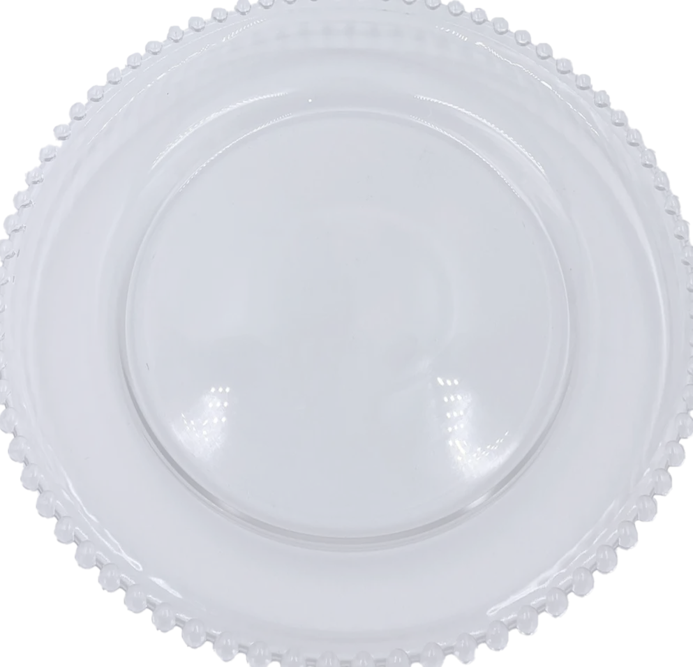 Beaded - Glass Charger Plate in Clear (Item # 0239)