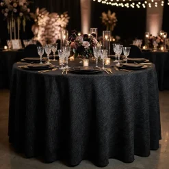 Bella Crepe Table Linen in Black