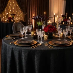 Bella Crepe Table Linen in Black