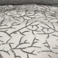 Brooks Sequins Table Linen in Silver and Silver