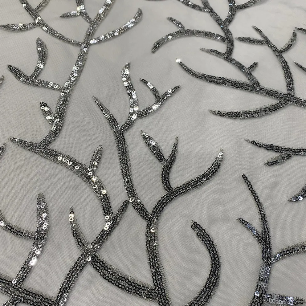 Brooks Sequins Table Linen in Charcoal