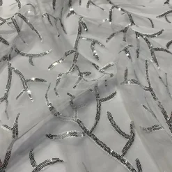 Brooks Sequins Table Runner in Silver and White