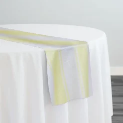 Cabana Stripe (Slub Print) Table Runner in Yellow / White