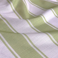 Cabana Stripe (Slub Print) Table Runner in Sage / White