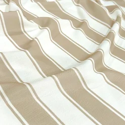 Cabana Stripe (Slub Print) Table Runner in Taupe / White