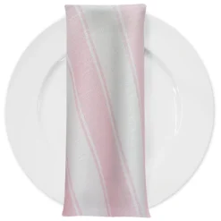 Cabana Stripe (Slub Print) Table Napkin in Pink / White