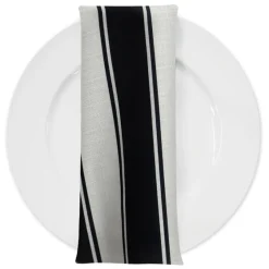 Cabana Stripe (Slub Print) Table Napkin in Black / White