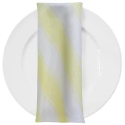 Cabana Stripe (Slub Print) Table Napkin in Yellow / White