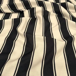 Cabana Stripe (Slub Print) Table Napkin in Black / Ivory