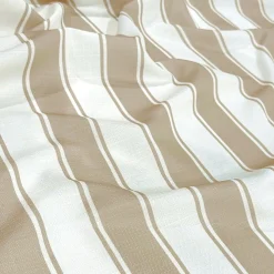 Cabana Stripe (Slub Print) Table Napkin in Taupe / White