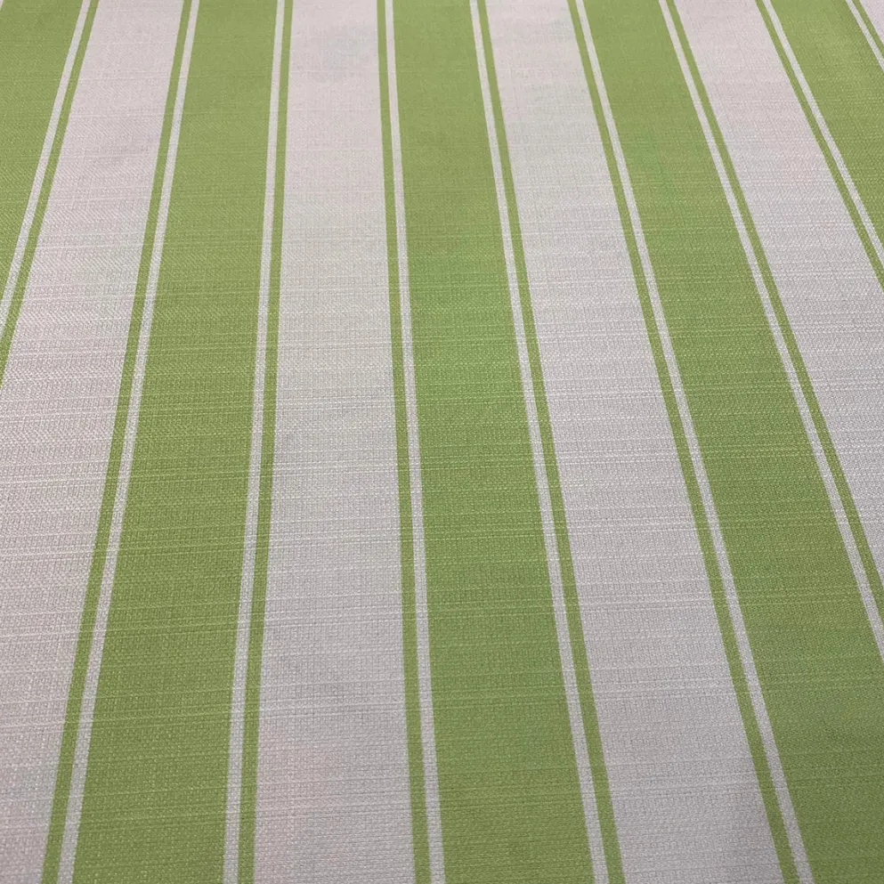 Cabana Stripe (Slub Print) Table Linen in Green / White