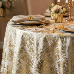 Calypso Jacquard (Reversible) Table Linen in Gold