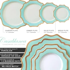 Casablanca Porcelain Collection in Aqua/Gold