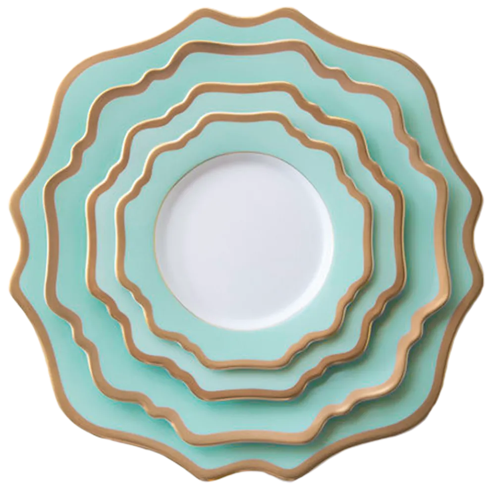 Casablanca Porcelain Collection in Aqua/Gold