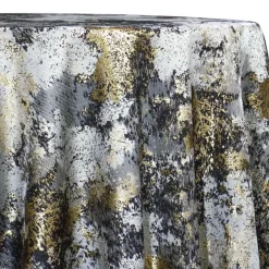 Cascade Jacquard Table Linen in Black and Gold