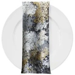 Cascade Jacquard Table Napkin in Black and Gold