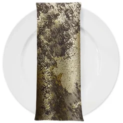 Cascade Jacquard Table Napkin in Brown and Gold
