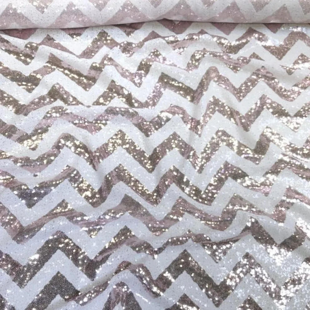 Chevron Glitz Sequins Table Runner in Blush