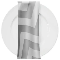 Chevron Print (Lamour) Table Napkin in Silver and White