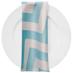Chevron Print (Lamour) Table Napkin in Turquoise and White