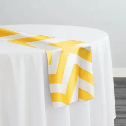 Chevron Print (Lamour) Table Runner in Yellow and White