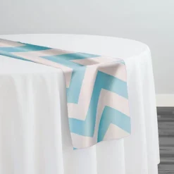 Chevron Print (Lamour) Table Runner in Turquoise and White