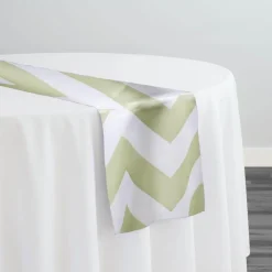Chevron Print (Lamour) Table Runner in Sage and White