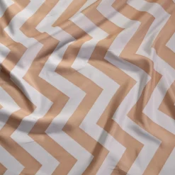 Chevron Print (Lamour) Table Runner in Khaki and White
