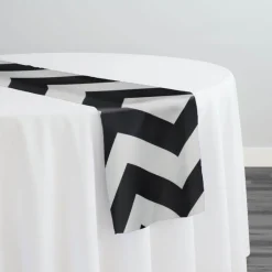Chevron Print (Lamour) Table Runner in Black and White