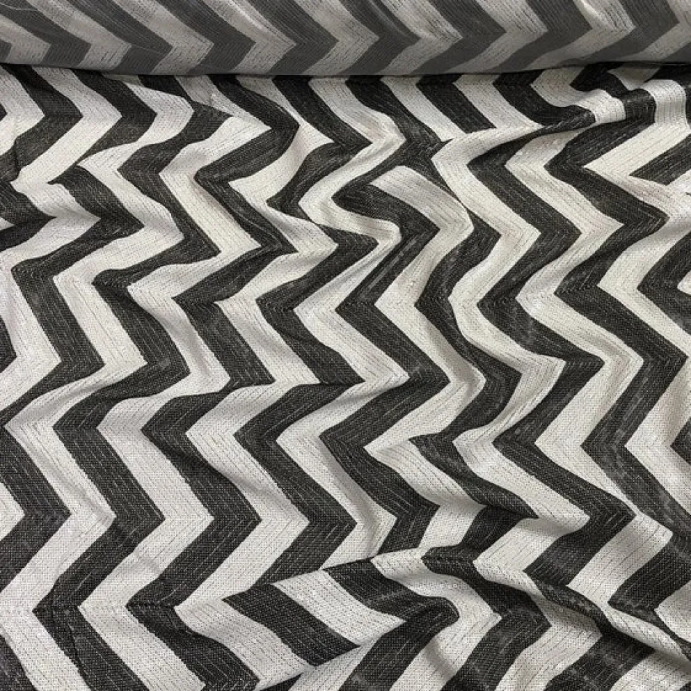 Chevron Sequins Table Runner in Black and White