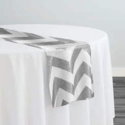 Chevron Sequins Table Runner in Silver