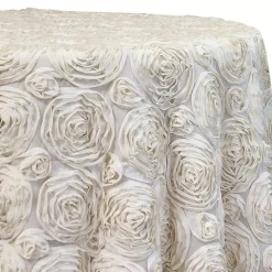 Chiffon Rose (3D) Table Linen in Ivory