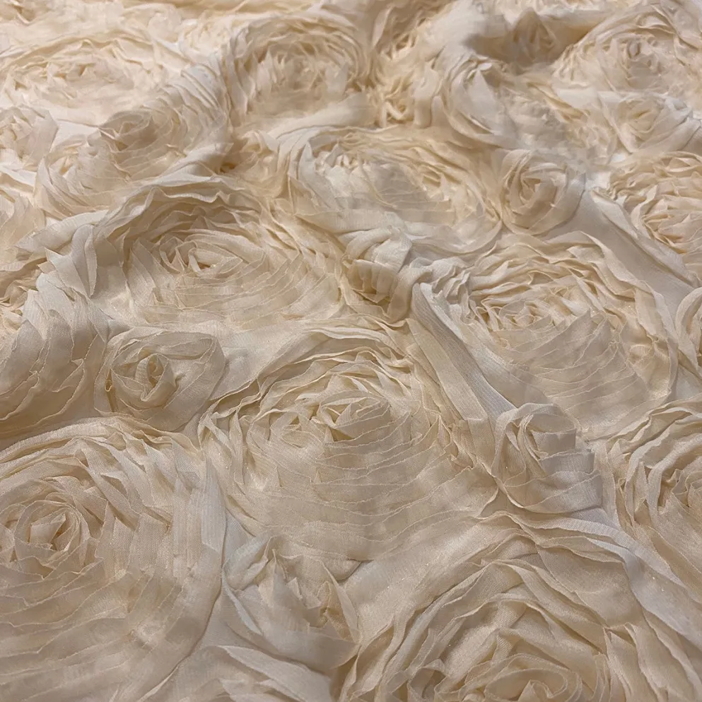 Chiffon Rose (3D) Table Runner in Khaki