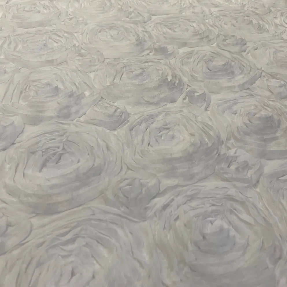 Chiffon Rose (3D) Table Runner in Ivory