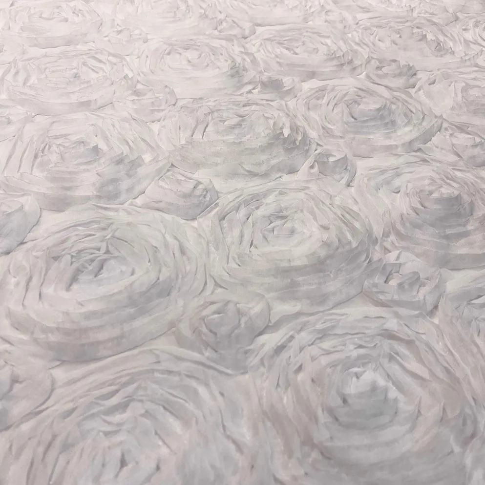 Chiffon Rose (3D) Table Runner in White