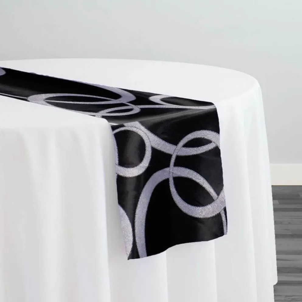 Cirque Jacquard (Reversible) Table Runner in Black