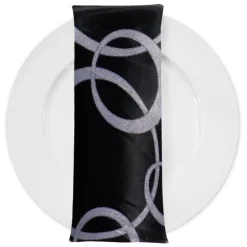 Cirque Jacquard (Reversible) Table Napkin in Black